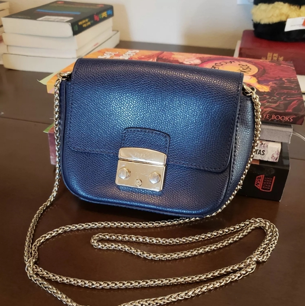 Furla Metropolis Mini Crossbody Bag Blue Rare